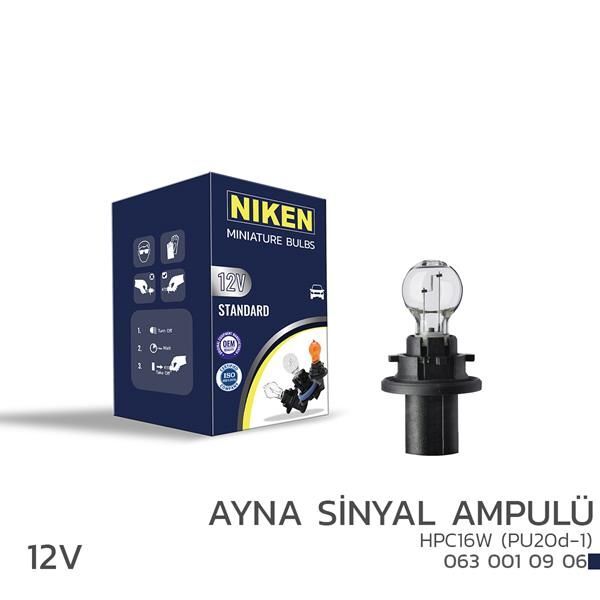 NIKEN NIKEN 12V HPC16W AYNA SİNYAL AMPULÜ PU20D-1 10LU (UNIVERSAL)