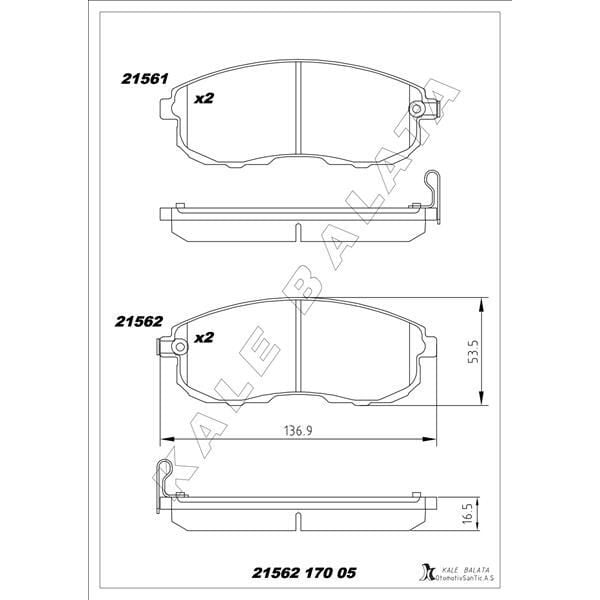 KALE BALATA ÖN FREN BALATA NISSAN JUKE 1.6L HR16DE DIG-T F15 10-> 1.5L DCI F15 10-> / MAXIMA 2.0L VQ20DE DOHC A3 2 A33 V6 95-03 / 3.0L VQ30DE DOHC A32 V6 95-> / SUZUKI SX4 1.6L M16A VVT RW416 05-> (4106040U90)