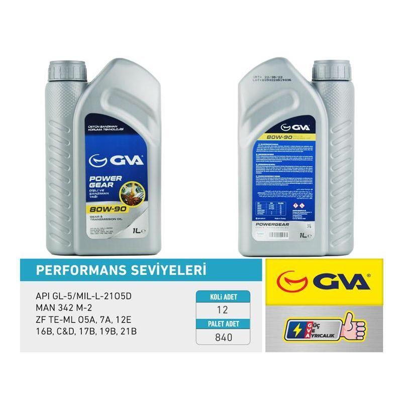GVA ŞANZIMAN YAĞI 80W90 1 LT API GL-5 (80W90)