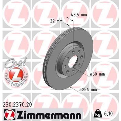 ZIMMERMANN ÖN FREN AYNASI CORSA D 07 CORSA E 14 ADAM 13 PUNTO EVO-GRANDE PUNTO 05 284X22X6DLXHAVALI 15 İNÇ 55702646 (5569025)