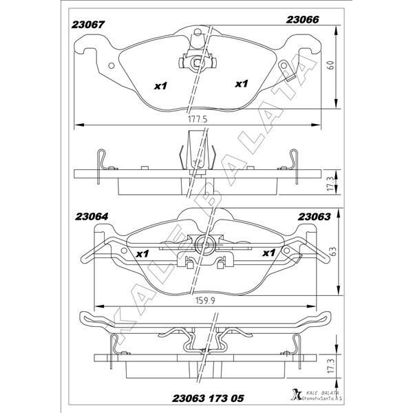 KALE BALATA ÖN FREN BALATASI ASTRA G 1.2-1.4-1.6-1.7D-1.8-2.0D 98-05 ZAFIRA 1.8-2.0D 16V 98-05 (1605034)