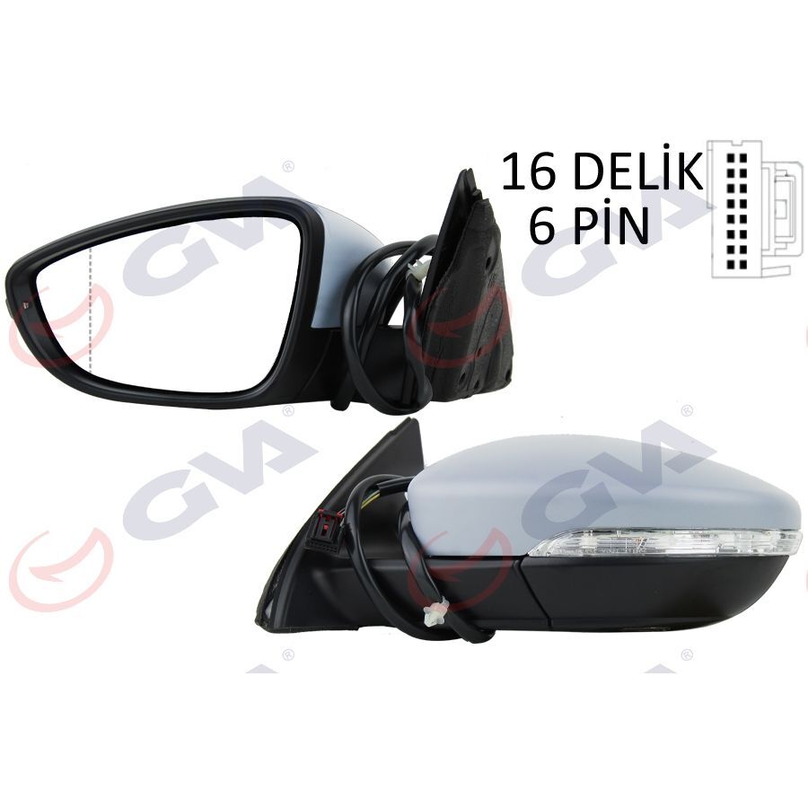 GVA DIŞ DİKİZ AYNASI SOL JETTA 11> ELEKTRİKLİ ISITMALI SİNYALLİ ASTARLI ASFERİK 7 FİŞ VM-6381EHPAL (5C7857507B)