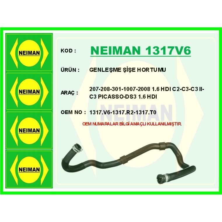 BESCHER GENLEŞME ŞİŞE HORTUMU 207-208-301-1007-2008 1.6 HDI C2-C3-C3 II-C3 PICASSO-DS3 1.6 HDI (1317.R2)