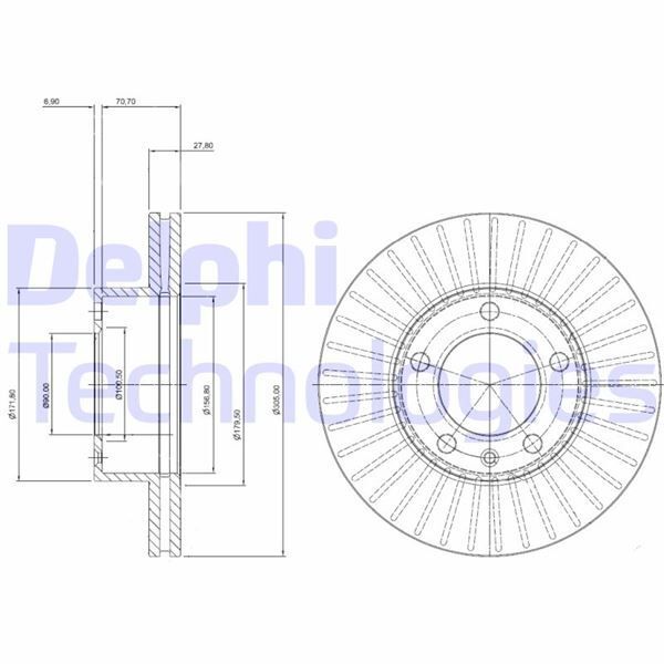 DELPHI ÖN FREN AYNASI OPEL MOVANO 98 RENAULT MASTER I-II 98 2.5-2.8 DTI 305.5X28 5 DELİK HAVALI (4020600QAD)