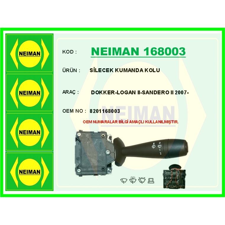 BESCHER SİLECEK KUMANDA KOLU DOKKER-LOGAN II-SANDERO II 2007- (8201168003)