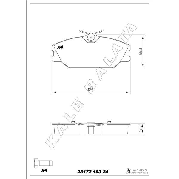 KALE BALATA ÖN FREN BALATASI RENAULT MEGANE 99> LAGUNA 95> SCENIC 99> LOGAN 06> SAFRANE 96>00 (7701206379)