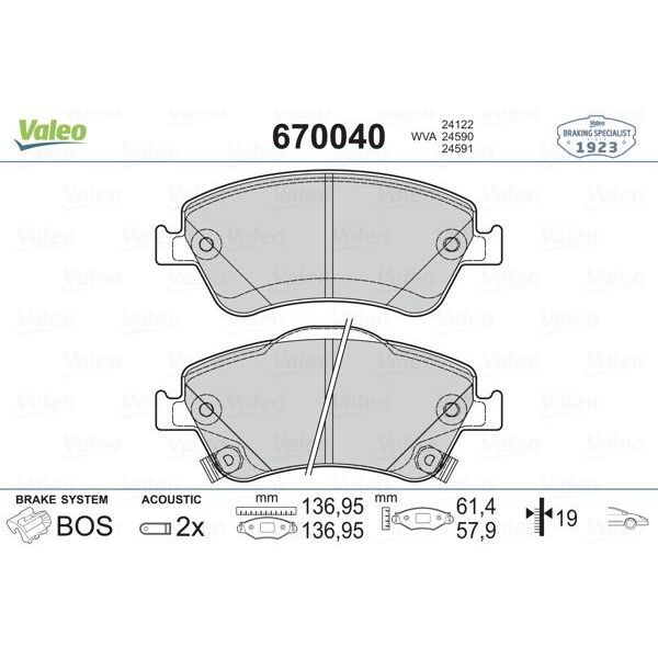 VALEO ÖN FREN BALATA TOYOTA AURIS. COROLLA 1.4L 1NDTV NDE150 D-4D DIZEL 07-> (0446502210)