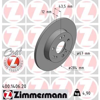 ZIMMERMANN FREN DISKI ON MERCEDES W124 S124 C124 (A1244211312)