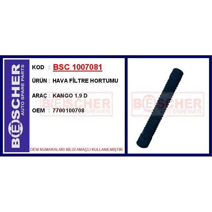 BESCHER HAVA FİLTRE HORTUMU KANGO 1.9 D (7700100708)