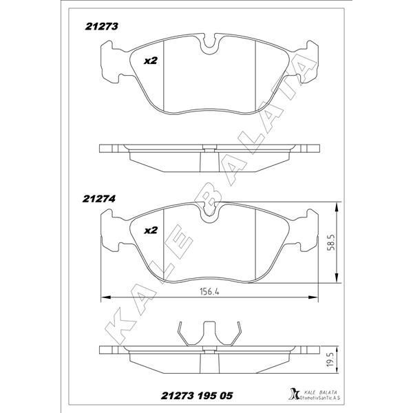 KALE BALATA ÖN BALATA VOLVO 850 2.0 2.3 T5 2.5 91-96 S70 2.3 2.4 2.5 97-00 V70 97-00 C70 2.0T 97-02 (272343.5)