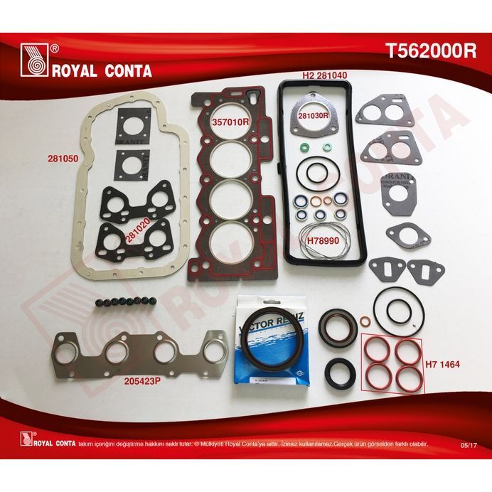 ROYAL MOTOR TAKIM CONTA REINZ KEÇELİ S.LASTİKLİ P207 1.4 TU3A 06 > P106-P205-P206-P306-P307 TU3JP 1.4