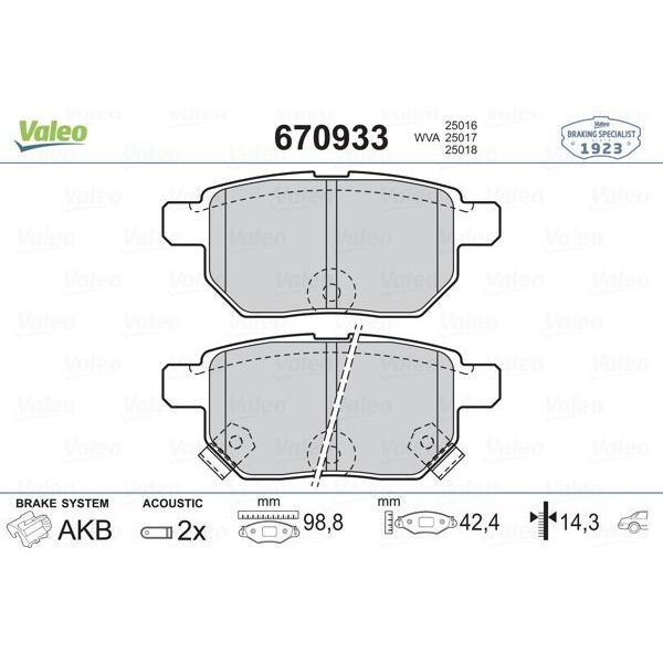 VALEO ARKA BALATA AURIS-COROLLA 1.4-1.6 VVTI 07-10 1.4D-4D-1.6 13 > YARIS 1.0 VVTİ 06 > 1.8 VVTİ 07 > (0446612130)