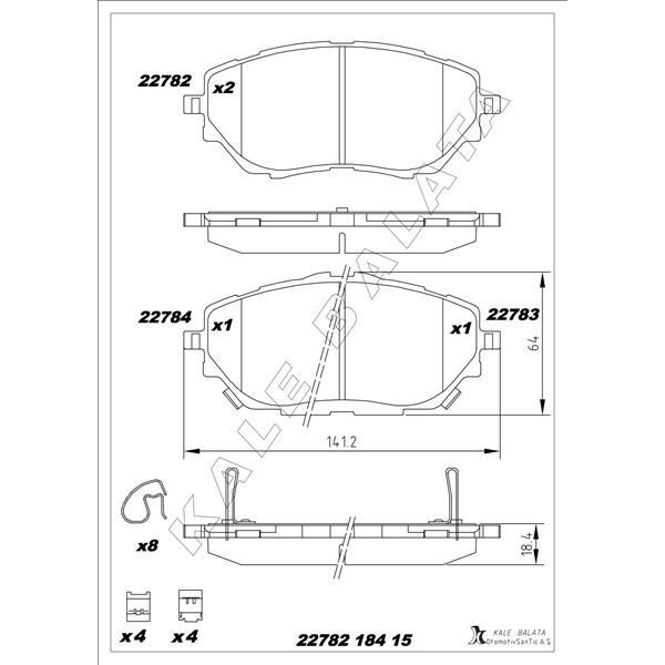 KALE BALATA ÖN FREN BALATA TOYOTA C-HR 1.2L 8NRFTS NGX10 16-> / 1.8L 2ZR-FXE HYBRID ZYX10 ZYX11 16-> (04465F4010)