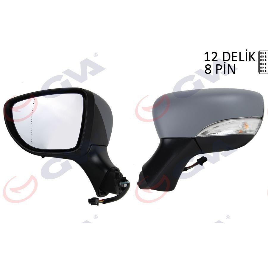 GVA DIŞ DİKİZ AYNASI SOL CLIO 12> ELEKTRİKLİ ISITMALI ASTARLI SİNYALLİ ASFERİK VM-6126EHPAL (963022031R)