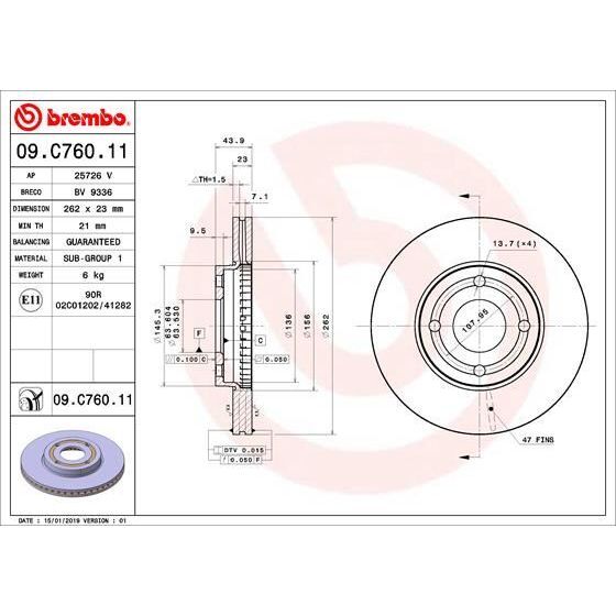 BREMBO FREN DİSKİ ÖN FORD FİESTA 17> DIŞ ÇAP: 262MM (2095058)