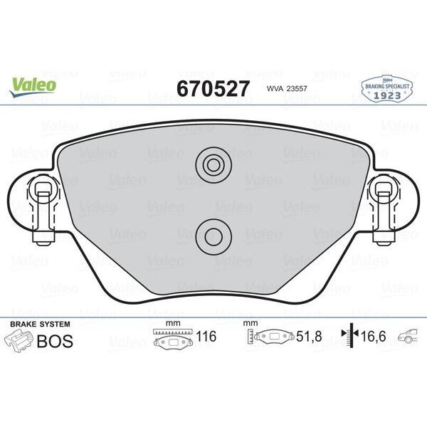 VALEO ARKA BALATA RENAULT KANGOO 01 FORD MONDEO 00 07 JAGUAR X-TYPE 01 09 (1S712M008AD)
