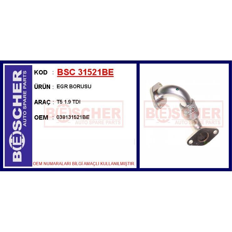 BESCHER EGR BORUSU T5 1.9 TDI (038131521BE)