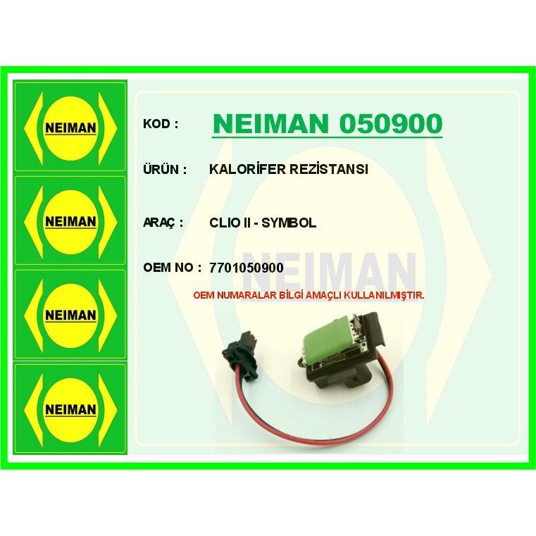 BESCHER KALORİFER REZİSTANSI CLIO II - SYMBOL (7701050900)