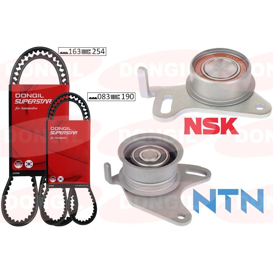 DONGIL TRİGER KAYIŞ SETİ EKSANTRİK SETİ HYUNDAI H100 2.5L D4BX 4D55 PANELVAN. KAMYONET E.M. 88-96 / MITSUBISHI L200 L300 2.5L 4D56 8V E.M. 86-99 2 KAYIŞ 2 RULMAN 163X250 083X190 (2335642011)