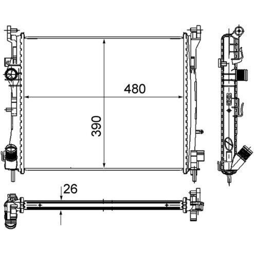 MAHLE MOTOR SU RADYATÖRÜ RENAULT CLIO II 98 05 SYMBOL 00 SYMBOL II 08 1.5DCI MT AC MEKANİK 479X414X27 (8200245596)