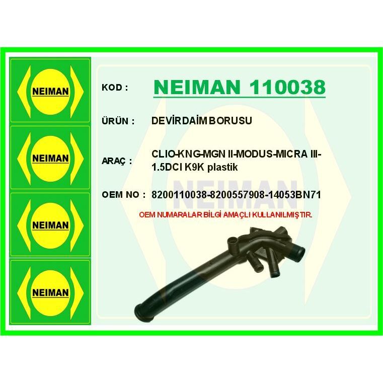 BESCHER DEVİRDAİM BORUSU CLIO-KNG-MGN II-MODUS-MICRA III-1.5DCI K9K PLASTIK (14053BN71)