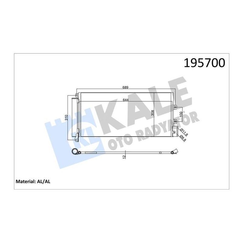 KALE RADYATOR KLİMA KONDENSERİ LINEA 1.3 JTD 628X305X12 1 SIRA ALB SİSTEM (1785227)
