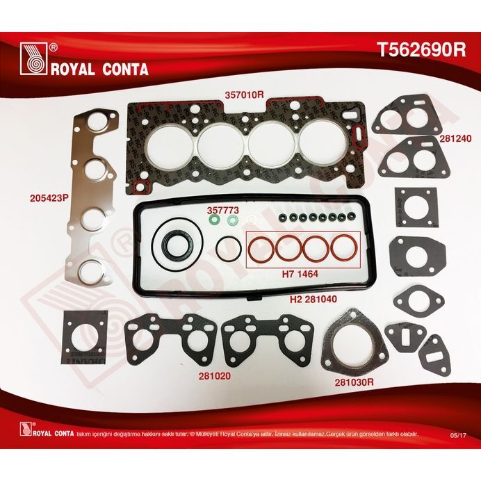 ROYAL ÜST TAKIM CONTASI REINZ KEÇELİ S.LASTİKLİ P207 1.4 TU3A 06 P106-P205-P206-P306-P307 TU3JP 1.4 (0197.A7)