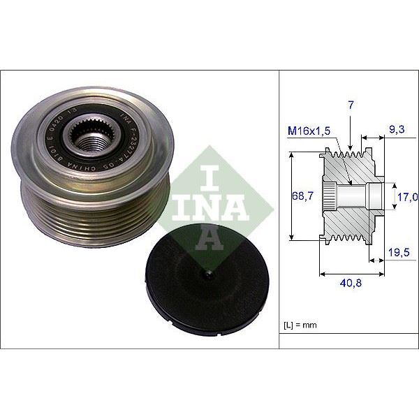 INA ALTERNATÖR KASNAĞI RULMANLI HYUNDAI H1 STAREX 2.5 CRDİ 03-07 -KIA SORENTO 2.5 CRDI 02 > 7 KANAL (323224A002)