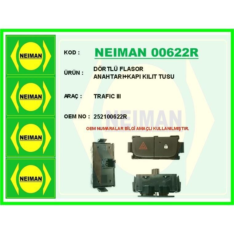 BESCHER DORTLO FLASOR ANAHTARI KAPI KILIT TUSU TRAFIC III (252100622R)