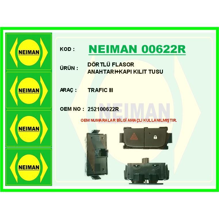 BESCHER DORTLO FLASOR ANAHTARI KAPI KILIT TUSU TRAFIC III (252100622R)