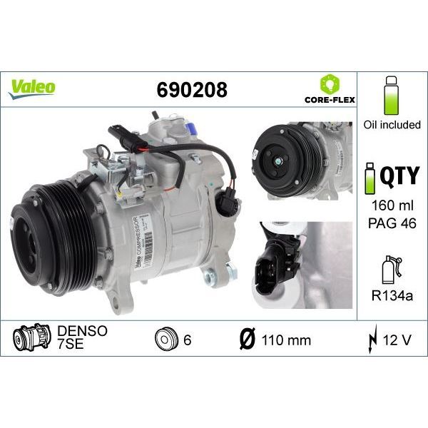 VALEO KLİMA KOMPRESÖRÜ F11/F12/F13/F15/F30/F31/F32/F33/F34 10>18 (64529216466)