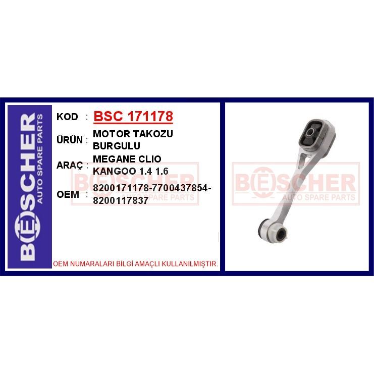 BESCHER MOTOR TAKOZU BURGULU MEGANE CLİO KANGOO 1.4 1.6 (7700437854)