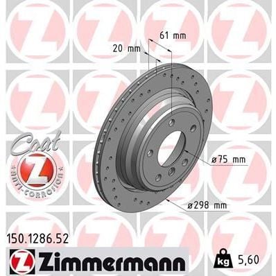 ZIMMERMANN FREN DISKI ARKA HAVALI BMW E39 96 03 DELİKLİ (34216767060)