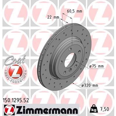 ZIMMERMANN FREN DISKI ARKA BMW E46 Z4 E85 E86 HAVALI KAPLAMALI DELIKLI (34216864052)
