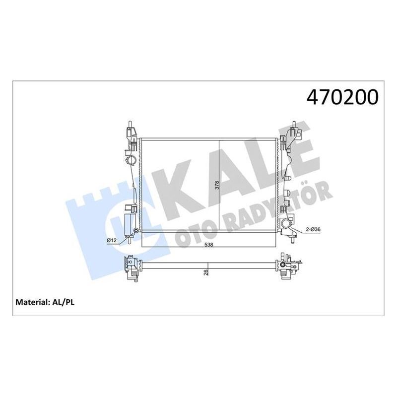 KALE RADYATOR MOTOR SU RADYATÖRÜ OPEL CORSA D-CORSA E 1.2-1.4 A12XER A12XEL B12XEL A14XER B14XER 11 540X378X23 351220 (1300312)