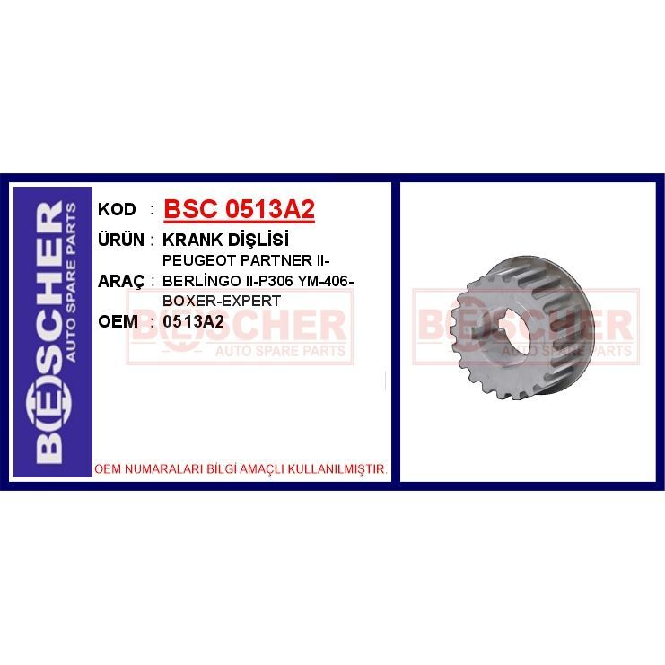 BESCHER KRANK DİŞLİSİ PARTNER-BERLINGO-C4 I-II-C5-I-II-IIII-C6-C8-DS4-DS5-JUMPER-JUMPY-XSARA- 2.0-2.2 HDI 1. 9 DW8 (0513.99)