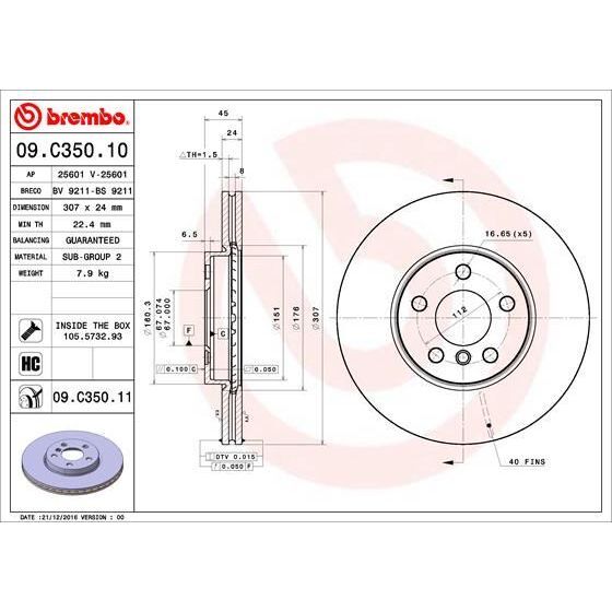 BREMBO FREN DISKI ON BMW F40 F44 F45 F46 F48 F39 . MINI F54 F55 F56 F57 F60 (34116799351)