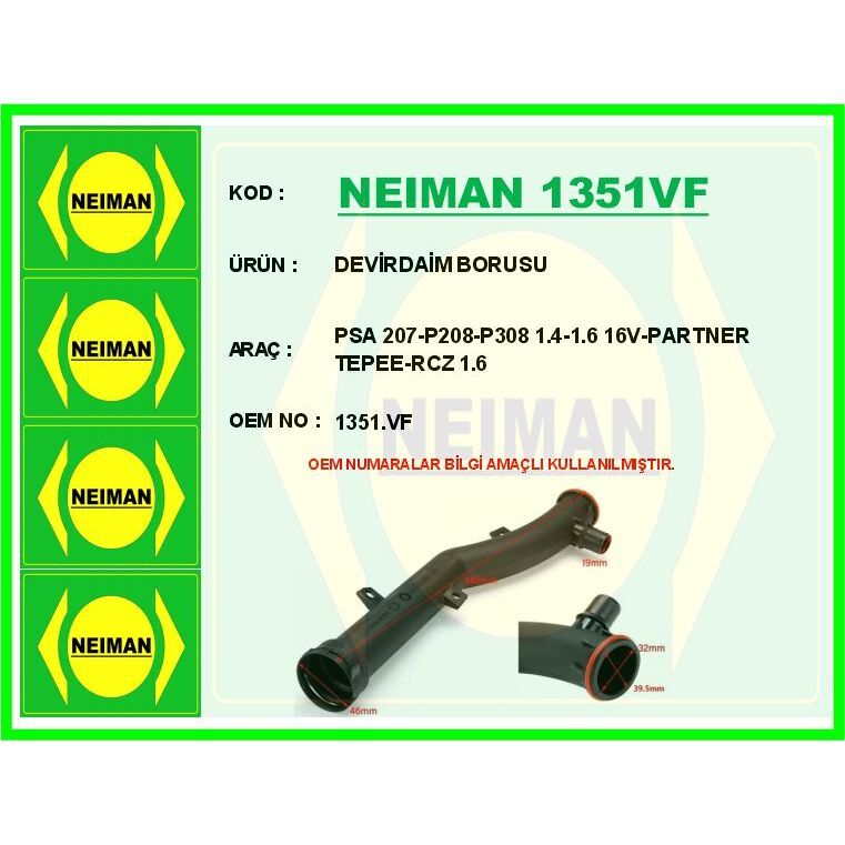 BESCHER DEVİRDAİM BORUSU PSA 207-P208-P308 1.4-1.6 16V-PARTNER TEPEE-RCZ 1.6 (1351.VF)