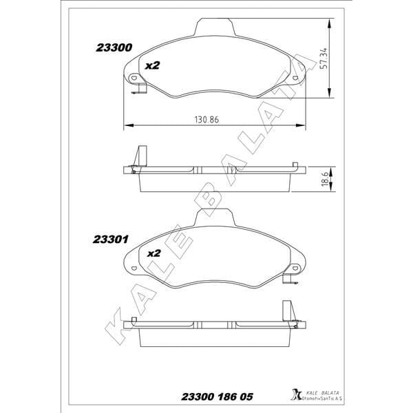 KALE BALATA ON FREN BALATASI ESCORT 90>00 ORION 1.3 / 1.4 / 1.6 90>00 FISLI (94AB2K021AC)