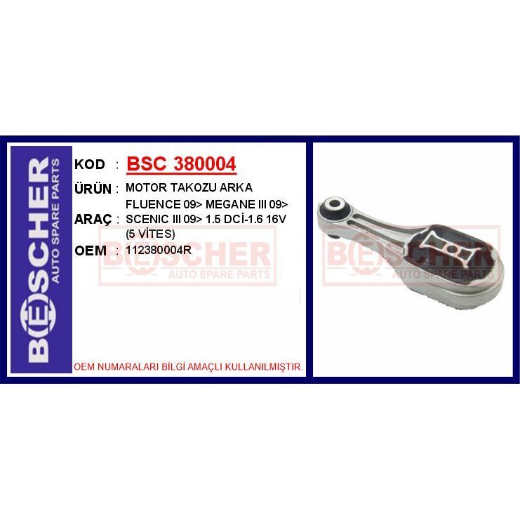 BESCHER MOTOR TAKOZU ARKA FLUENCE 09> MEGANE III 09> SCENIC III 09> 1.5 DCİ-1.6 16V 5 VİTES (112380004R)