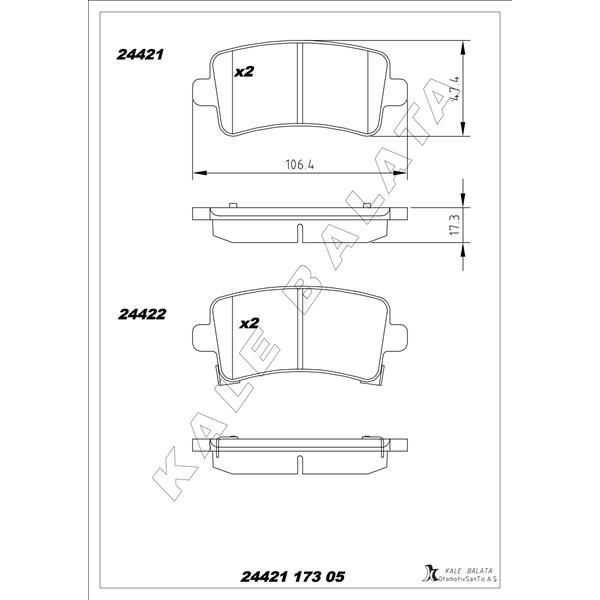 KALE BALATA ARKA FREN BALATASI INSIGNIA A 08>17 SAAB 9.5 10> MALIBU 2.0D 2.4 12> 16 İNÇ JANT (13237766)