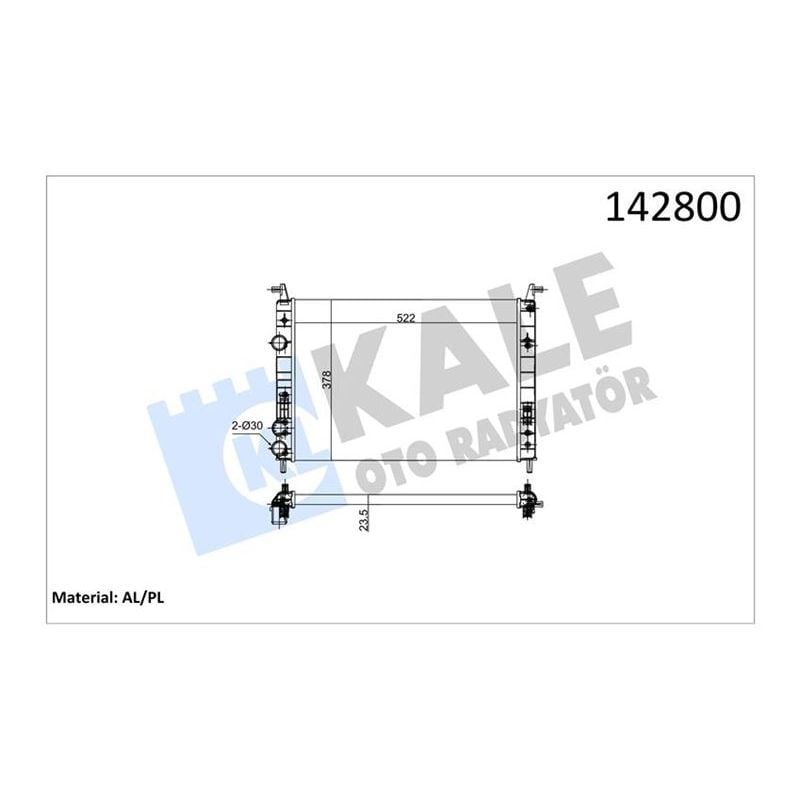 KALE RADYATOR RADYATÖR PALIO 1.2-ALBEA 1.6 AC KLİMASIZ MEK 530X379X22 2 SIRA AL PL SİSTEM (46815887)