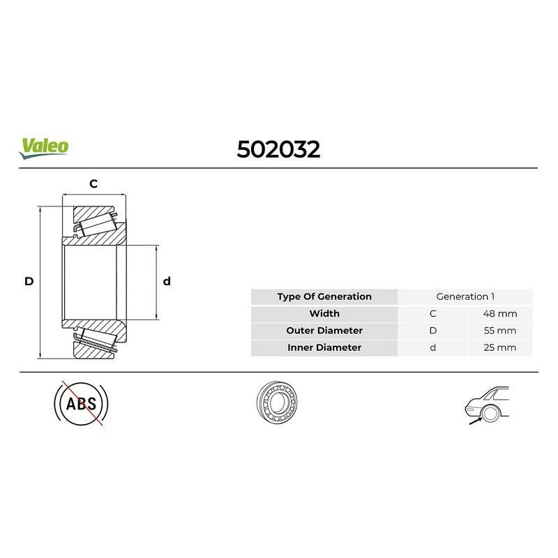 VALEO ARKA TEKER RULMANI RENAULT MEGANE II 02 SCENIC II 02 GRAND SCENIC II 02 48X25X55 (7701208059)