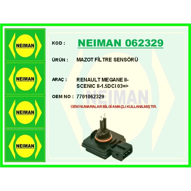 BESCHER MAZOT FİLTRE SENSÖRÜ RENAULT MEGANE II-SCENIC II-1.5DCI 03 > (7701062329)