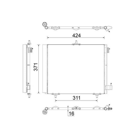 MAHLE KONDENSER 207-208-1007-2008 05 -C2-C3-C3 II 03 DS 3 14 1.4 1.6HDI KURUTUCU İLE AL/AL 420X371X16 (6455.AL)