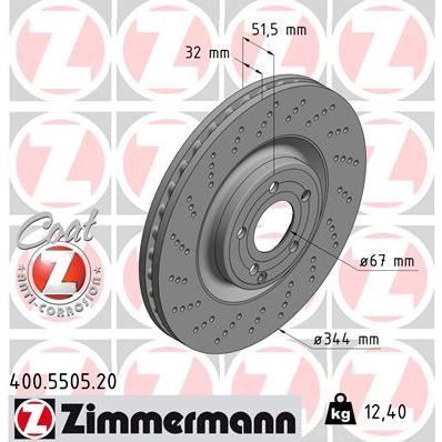 ZIMMERMANN FREN DISKI ON MERCEDES CLS-CLASS X218 C218 (A2184210412)