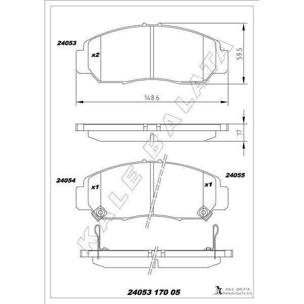 KALE BALATA ÖN FREN BALATA HONDA CIVIC 1.6L R16A2 VTEC SEDAN FD6 06-11 / 1.8L R18A2 FD7 06-> (45022SDRA10)