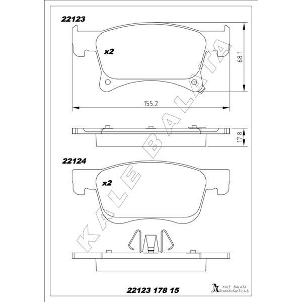 KALE BALATA ÖN FREN BALATASI ADAM 14 CORSA E 14 15 İNÇ JANT (39122150)
