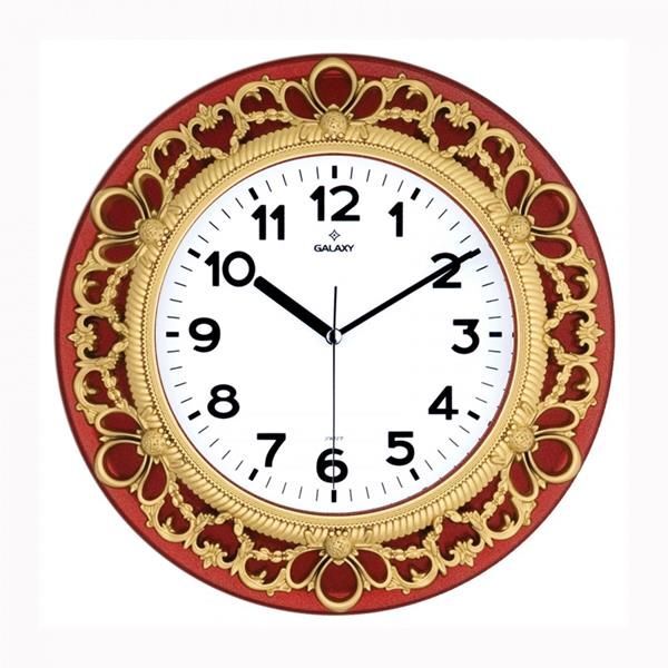 SAAT DUVAR SAATİ KIRMIZI-ALTIN SARISI ÇERÇEVE ÇAP:32.8CM AKRİLİK BOYALI 2 RENK ABS KASA MİNERAL CAM SESSİZ AKAR MAKİNE PVC KADRAN KADRAN ÖLÇÜSÜ: 205MM KADRAN BASKI ALANI: 145MM (HA)