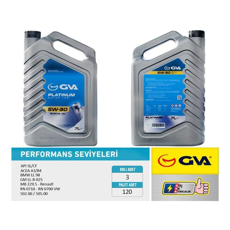 GVA MOTOR YAĞI 5W30 7 LT PLATINUM TAM SENTETİK API SL/CF (5W30)